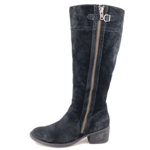 Born Poly Black Suede Tall Riding Boots 11M